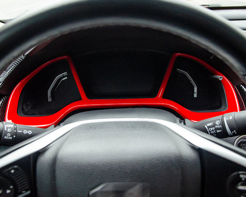 Red Dash Board Instrument Panel Dial Dashboard Trim Cover Frame ABS Decal Interior Moulding Accessories for Honda Civic 10th Gen 2016 2017 2018 2019 2020