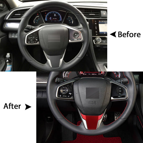 Red Interior Steering Wheel Panel Bottom Cover Trim for Honda Civic 10th Gen 2016-2021,CRV 2017-2022