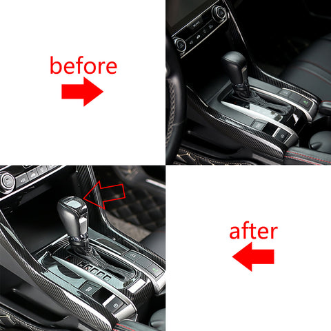 Carbon Fiber Style Gear Shift Knob Trim Decoration Cover for Honda Civic 2020 2019 2018 2017 2016 - Automatic Transmission