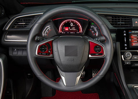 Red Interior Steering Wheel Frame Trims Wheel Button Decoration Cover for Honda Civic 10th Gen 2016 2017 2018 2019 2020
