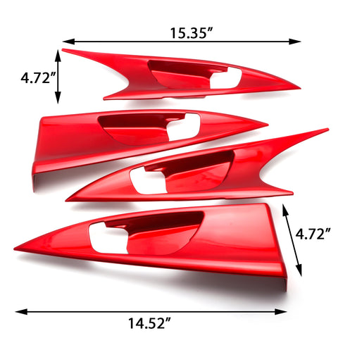 4x Red Interior Door Handle Bowl Panel Molding Cover Decoration Trim for Honda Civic 10th Gen Sedan 2016 2017 2018 2019 2020