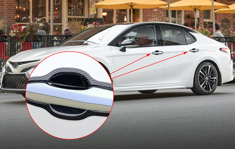 Carbon Fiber Style Exterior Door Handle Bowl Overlay Molding Cover Trims for Toyota Camry 2018-2024