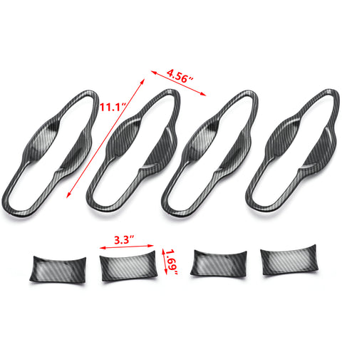 Carbon Fiber Style Exterior Door Handle Bowl Overlay Molding Cover Trims for Toyota Camry 2018-2024