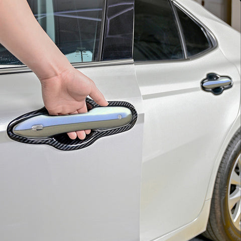 Carbon Fiber Style Exterior Door Handle Bowl Overlay Molding Cover Trims for Toyota Camry 2018-2024