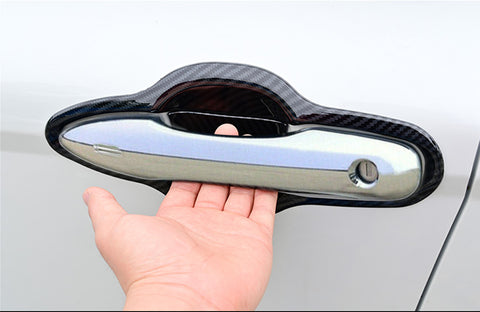 Carbon Fiber Style Exterior Door Handle Bowl Overlay Molding Cover Trims for Toyota Camry 2018-2024