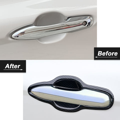 Carbon Fiber Style Exterior Door Handle Bowl Overlay Molding Cover Trims for Toyota Camry 2018-2024