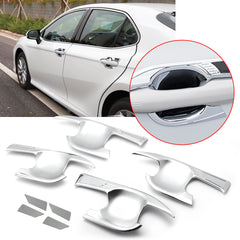 Chrome Exterior Door Handle Bowl Overlay Molding Cover Trims Silver for Toyota Camry 2018-2024