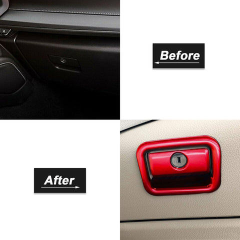Red Interior Copilot Glove Storage Box Handle Cover Molding Trims 2pcs for Toyota Camry 2018-2024