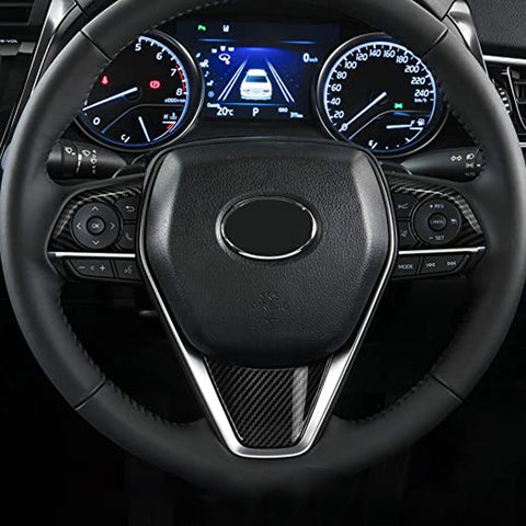 Interior Steering Wheel Button Overlay Molding Cover Trims Carbon Fiber Style for Toyota Camry 2018-2024