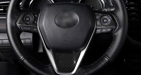 Interior Steering Wheel Button Overlay Molding Cover Trims Carbon Fiber Style for Toyota Camry 2018-2024
