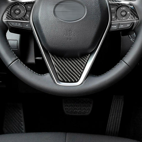 Interior Steering Wheel Button Overlay Molding Cover Trims Carbon Fiber Style for Toyota Camry 2018-2024