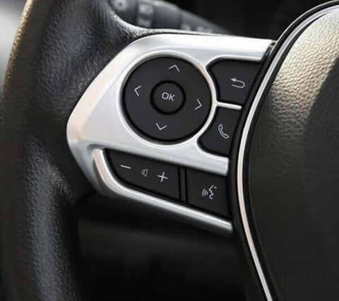 Interior Matte Silver Steering Wheel Button Overlay Molding Cover Trims for Toyota Camry 2018 up