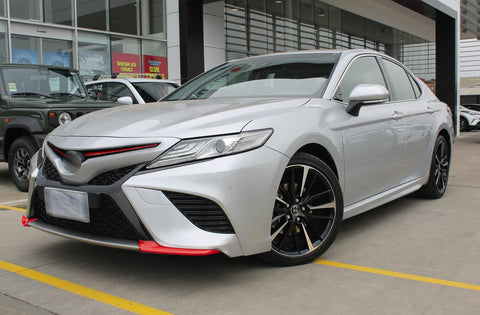 Red Carbon Fiber Pattern Front Bumper Lip Protective Corner ABS Cover Trims for Toyota Camry 2018 2019 SE XSE