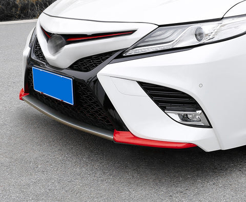 Red Carbon Fiber Pattern Front Bumper Lip Protective Corner ABS Cover Trims for Toyota Camry 2018 2019 SE XSE