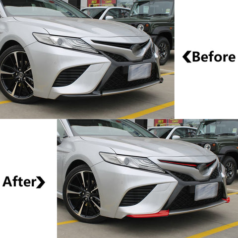 Red Carbon Fiber Pattern Front Bumper Lip Protective Corner ABS Cover Trims for Toyota Camry 2018 2019 SE XSE