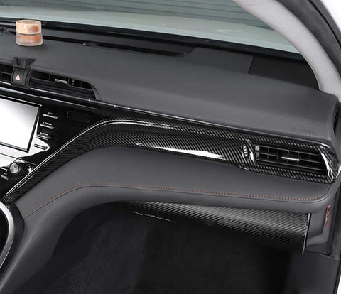 Carbon Fiber Texture Center Console Molding Strip Panel Dashboard Cover Trim Kit For Toyota Camry 2018-2024