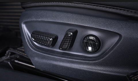 Carbon Fiber Pattern Seat Adjustment Button Knob Switch Cover Trims 5pcs for Toyota Camry 2018-2024