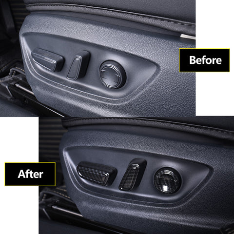Carbon Fiber Pattern Seat Adjustment Button Knob Switch Cover Trims 5pcs for Toyota Camry 2018-2024