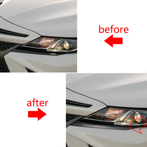 Black Titanium Steel Headlight Cover Eyelid Molding Trim for Toyota Camry SE XSE 2018-2024