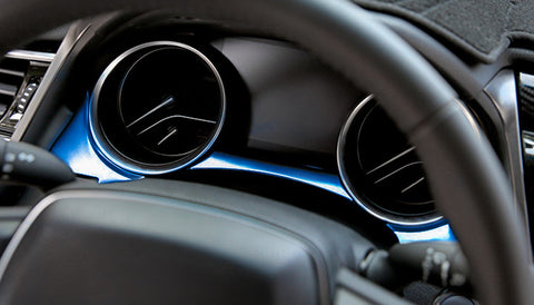 Blue Interior Dash Dashboard Meter Panel Frame Cover Molding Trims 3pcs for Toyota Camry 2018-2024