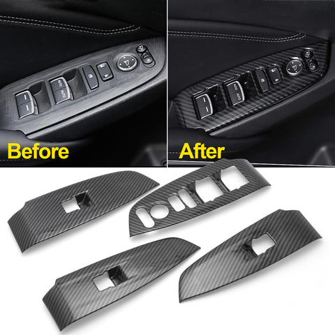 Carbon Fiber ABS Window Switch Decoration Decal Frame Cover Panel Trim Door Handle Armrest Trim 4PCS For Honda Accord 2018 2019 2020
