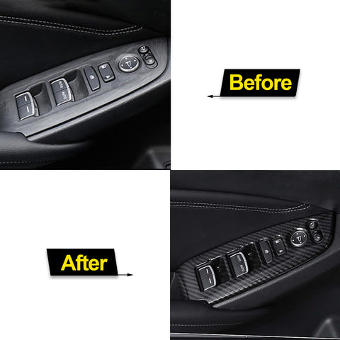 Carbon Fiber ABS Window Switch Decoration Decal Frame Cover Panel Trim Door Handle Armrest Trim 4PCS For Honda Accord 2018 2019 2020