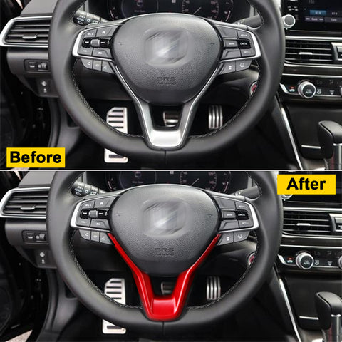 Sporty Red Steering Wheel Frame Cover Trim For Honda Accord 10th Gen 2018 2019 2020