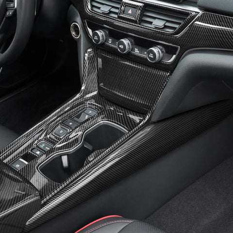 ABS Carbon Fiber Gear Shift Box Cigarette Lighter Panel Cover Trim Fit for Honda Accord 10th Gen 2018 2019 2020