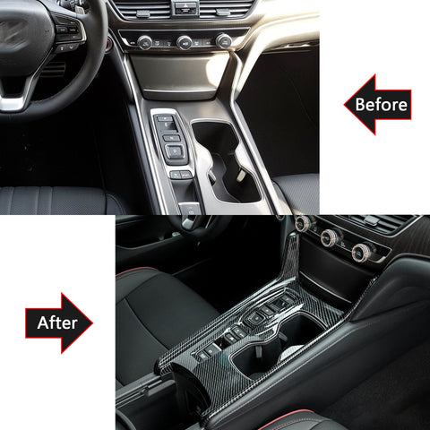 ABS Carbon Fiber Gear Shift Box Cigarette Lighter Panel Cover Trim Fit for Honda Accord 10th Gen 2018 2019 2020