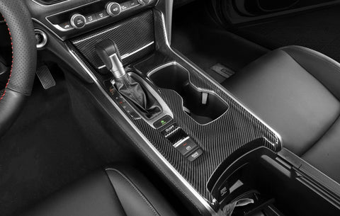 ABS Carbon Fiber Gear Interior Gear Shift Box Water Cup Holder Panel Cover Trim Fit for Honda Accord 10th Gen 2018 2019 2020