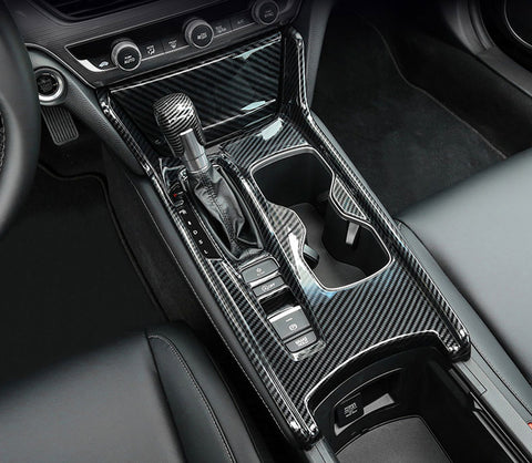ABS Carbon Fiber Gear Interior Gear Shift Box Water Cup Holder Panel Cover Trim Fit for Honda Accord 10th Gen 2018 2019 2020