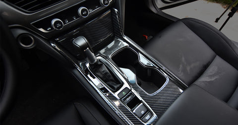 ABS Carbon Fiber Gear Interior Gear Shift Box Water Cup Holder Panel Cover Trim Fit for Honda Accord 10th Gen 2018 2019 2020
