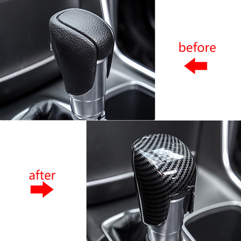 Car Interior Gear Shift Level Knob Cover Trim for Honda Accord 10th Gen 2018 2019 2020 (Carbon Fiber Style Gear Shift Knob Trim)