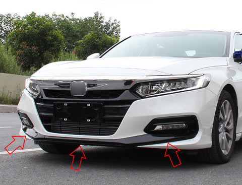 3pcs Glossy Black Car Accessories Front Bumper Lip Cover Stripes Decor Protector Trims for Honda Accord 10th Sedan 2018 2019 2020