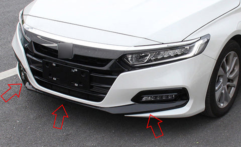 3pcs Glossy Black Car Accessories Front Bumper Lip Cover Stripes Decor Protector Trims for Honda Accord 10th Sedan 2018 2019 2020