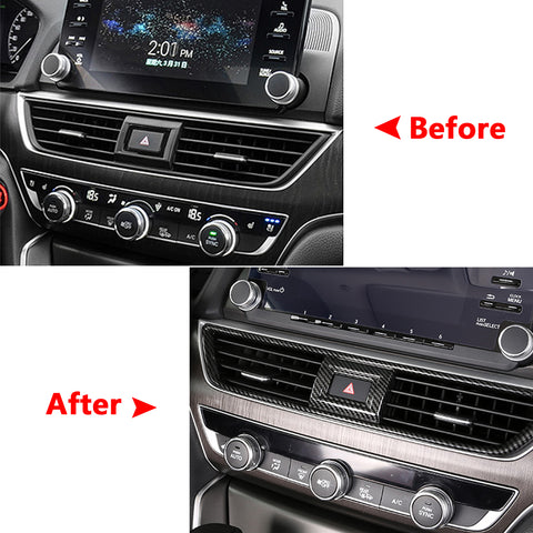 Carbon Fiber Print Car Center Dashboard Air Vent Outlet Cover Trim Fit for Honda Accord 2018 2019 2020