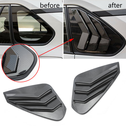 Rear Side Window Louver Air Vent Scoop Shades Cover Blinds For Toyota RAV4 2019-2024 ABS Material Carbon Fiber Style Accessories Exterior Decoration