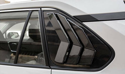 Rear Side Window Louver Air Vent Scoop Shades Cover Blinds For Toyota RAV4 2019-2024 ABS Material Carbon Fiber Style Accessories Exterior Decoration