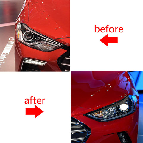 Real Carbon Fiber Front Headlight Eyelid Cover Trim Fit For Hyundai Elantra 2017 2018