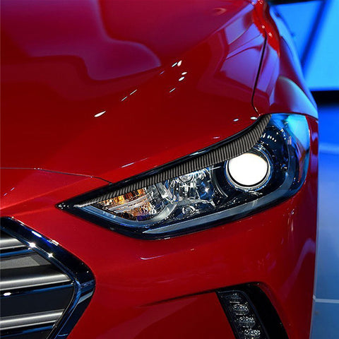 Real Carbon Fiber Front Headlight Eyelid Cover Trim Fit For Hyundai Elantra 2017 2018