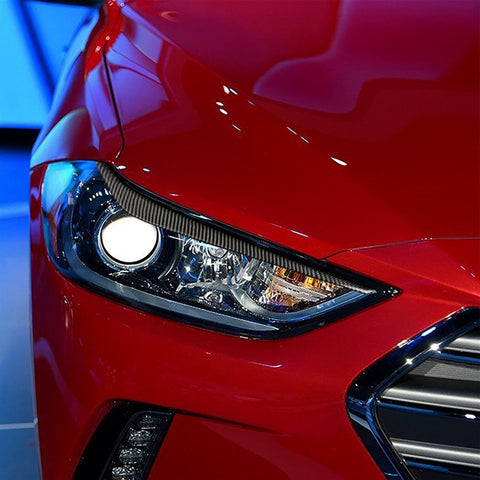 Real Carbon Fiber Front Headlight Eyelid Cover Trim Fit For Hyundai Elantra 2017 2018