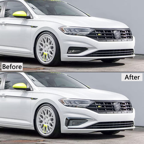 Gloss Black Car Front Bumper Side Vent Splitter Vent Flaps Lip Fog Light Eyelid Eyebrow Trim Fit for VW Jetta MK7 2019