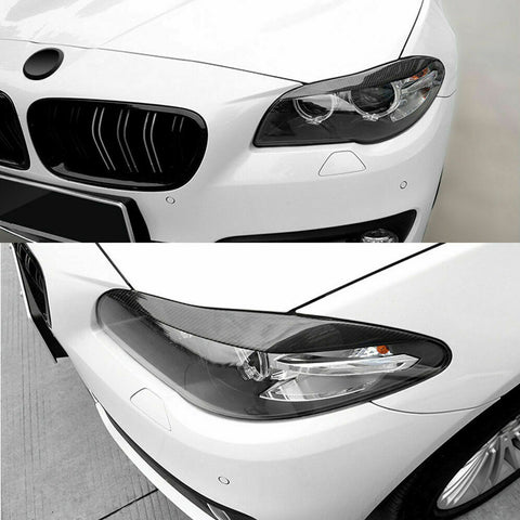 Carbon Fiber Headlight Eyebrows EyeLid Trim Sticker for BMW F10 5 Series 2010 2011 2012 2013 2014 2015 2016