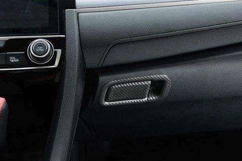 Carbon Fiber Style Interior Co-pilot Storage Box Handle Cover Glove Box Handle Molding Trim Decor For Honda Civic 10th Gen 2016 2017 2018 2019 2020