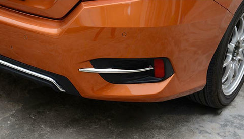 2pcs Chrome Silver Rear Bumper Reflector Strip Trim For Honda Civic 2016 2017 2018 2019 2020 10th Sedan Decoration