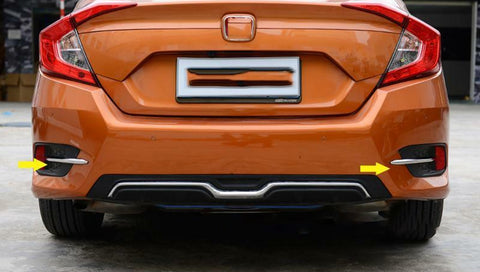 2pcs Chrome Silver Rear Bumper Reflector Strip Trim For Honda Civic 2016 2017 2018 2019 2020 10th Sedan Decoration