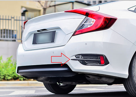 Carbon Fiber Style Rear Reflector Fog Light Lamp Bezel Overlay Cover Molding Trim For Honda Civic 10th Gen Sedan 2016 2017 2018 2019 2020