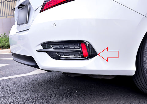 Carbon Fiber Style Rear Reflector Fog Light Lamp Bezel Overlay Cover Molding Trim For Honda Civic 10th Gen Sedan 2016 2017 2018 2019 2020