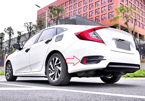 Carbon Fiber Style Rear Reflector Fog Light Lamp Bezel Overlay Cover Molding Trim For Honda Civic 10th Gen Sedan 2016 2017 2018 2019 2020