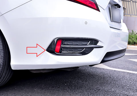 Carbon Fiber Style Rear Reflector Fog Light Lamp Bezel Overlay Cover Molding Trim For Honda Civic 10th Gen Sedan 2016 2017 2018 2019 2020